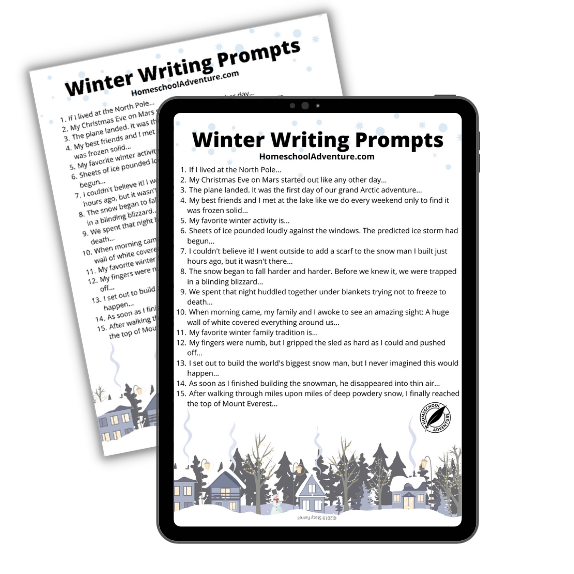 Winter Writing Prompts for Kids (free printable) - The Activity Mom